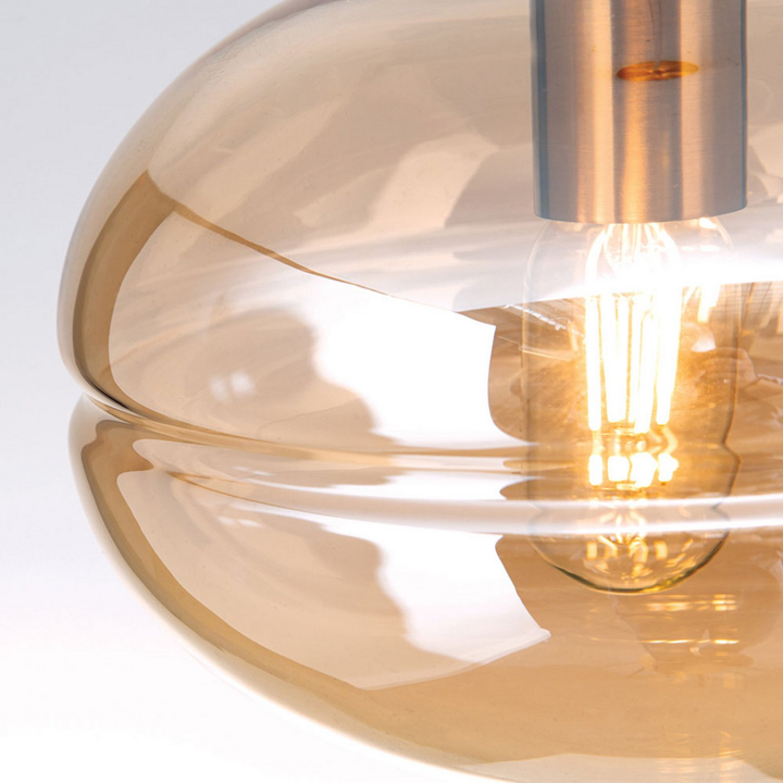 Orion Hängeleuchte Pendellampe Richard Metall Messing Glas Amber E27 Dimmbar     B-Ware - 9003090271450
