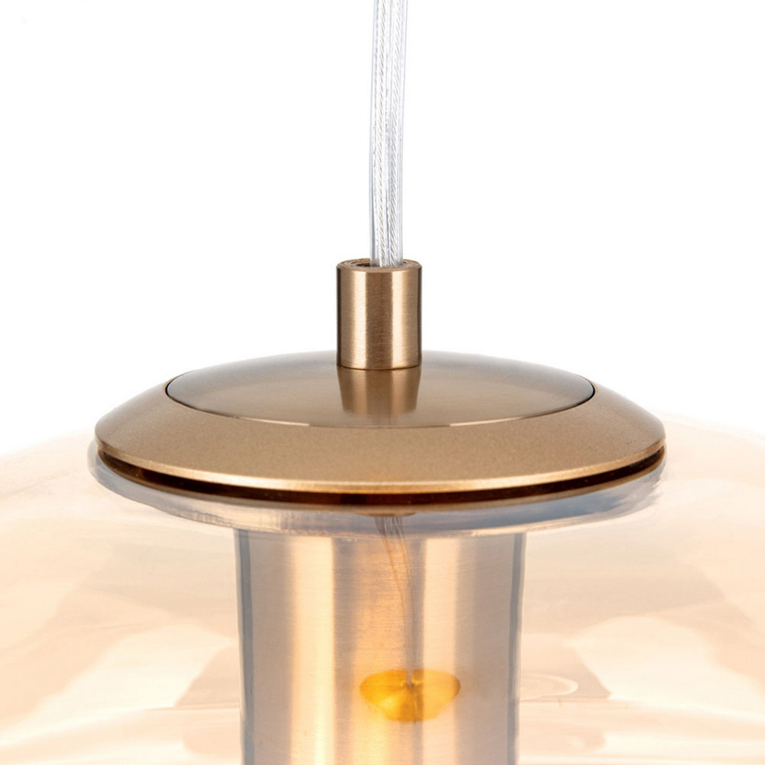 Orion Hängeleuchte Pendellampe Richard Metall Messing Glas Amber E27 Dimmbar     B-Ware - 9003090271450