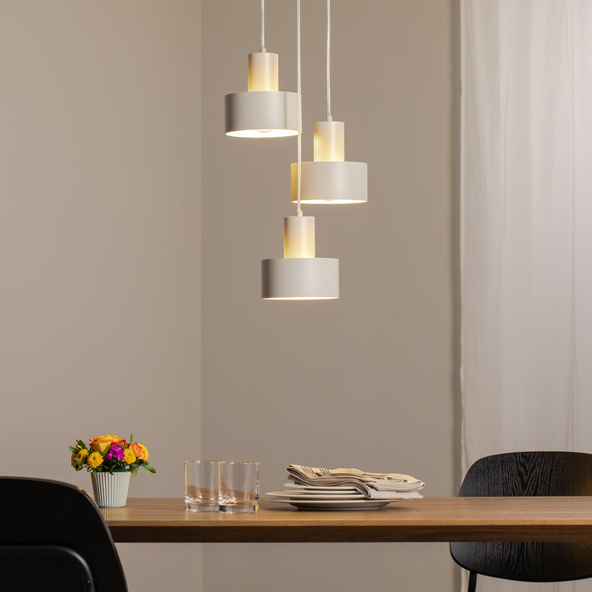 Hängeleuchte Rif 3 Pendelleuchte Lampe taupe rund 3 flammig Ø 33 cm SIEHE TEXT - 5902846810759