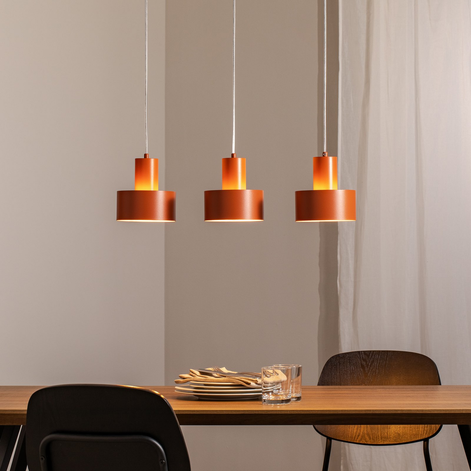B-Ware Hängeleuchte Rif 3 Pendelleuchte Beleuchtung Ziegelrot 3 Flammig Linear Stahl - 5902846810674