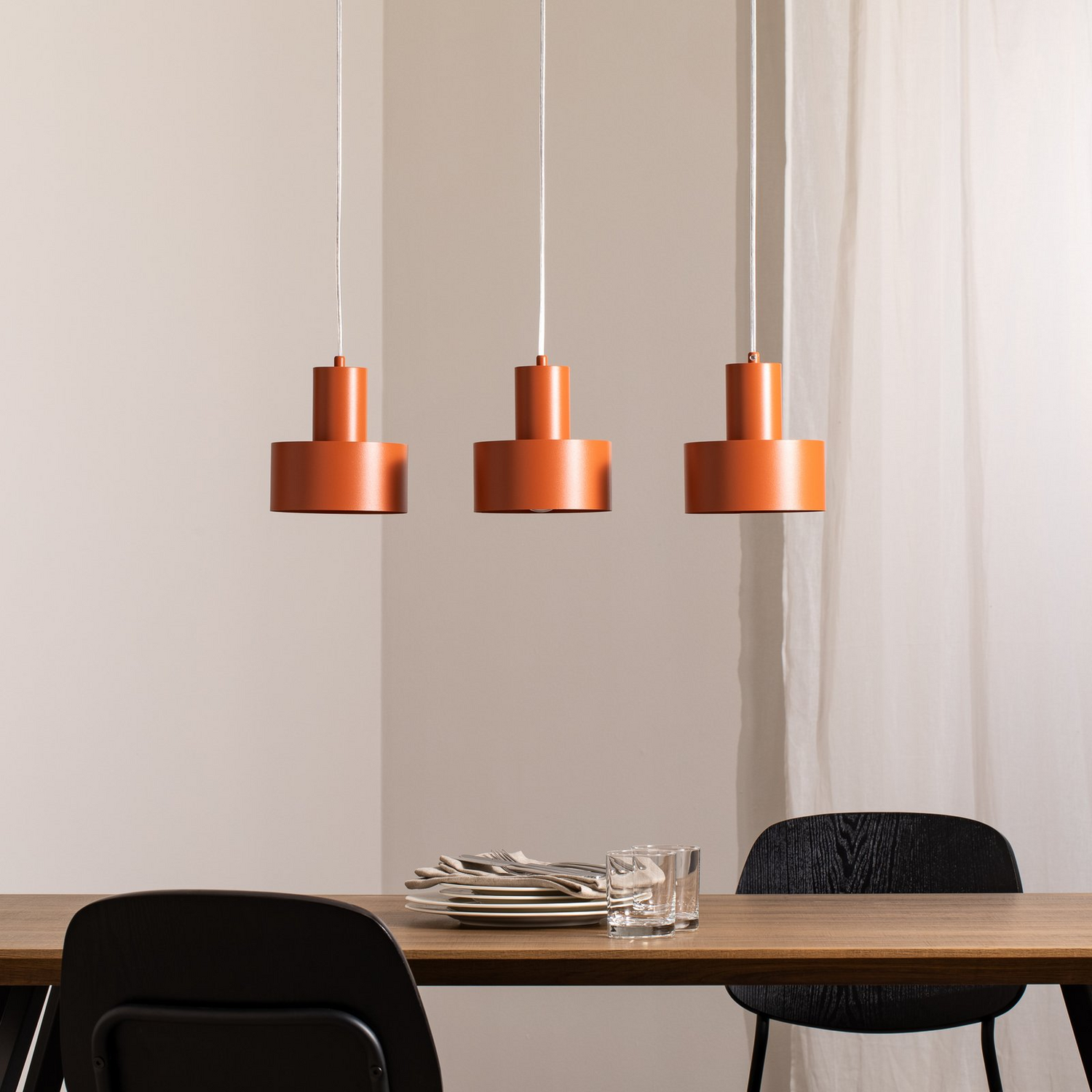 B-Ware Hängeleuchte Rif 3 Pendelleuchte Beleuchtung Ziegelrot 3 Flammig Linear Stahl - 5902846810674