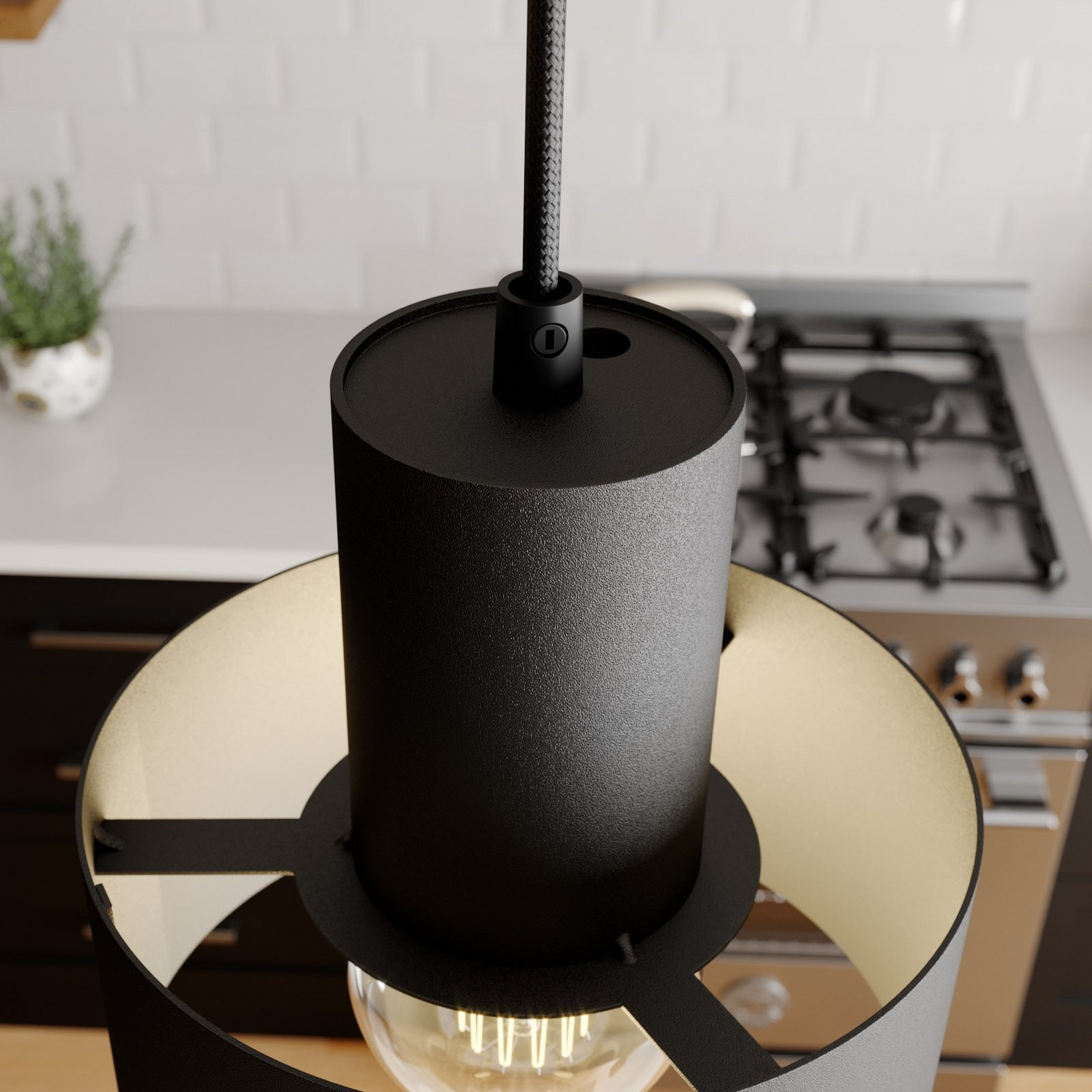 B-Ware Euluna Hängeleuchte Hängelanpe Lampe Leuchte Linear Zweiflammig Schwarz Stahl