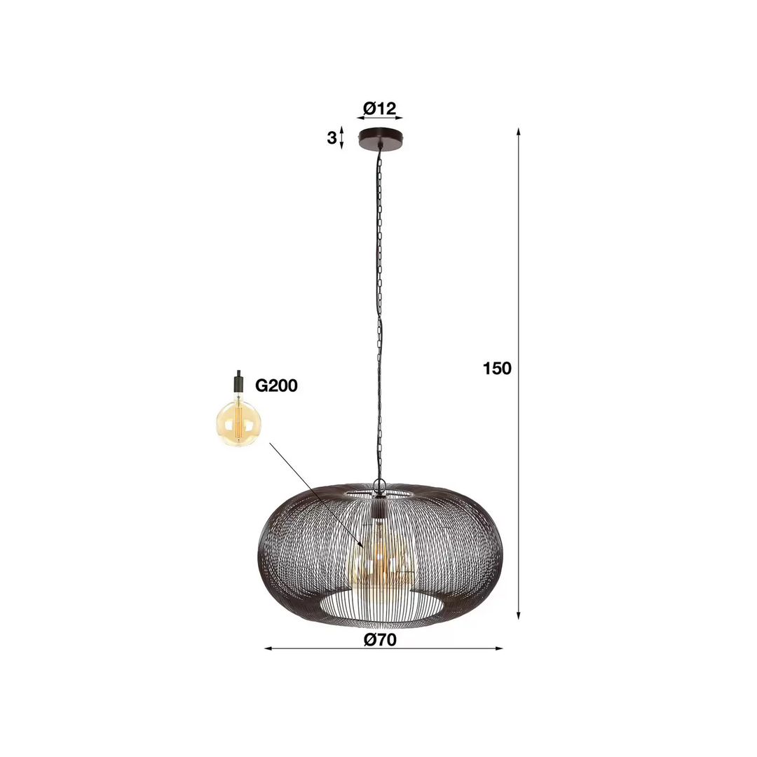 Hängeleuchte Rippberg Einflammig Hängelampe Lampe Deckenlampe Deckenleuchte E27 B-Ware
