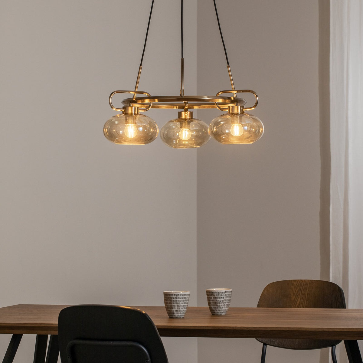 Lucea Rolan Hängeleuchte Pendelleuchte Glas messingfarben Ø 56 cm 3-flammig E27 - 8698525683222
