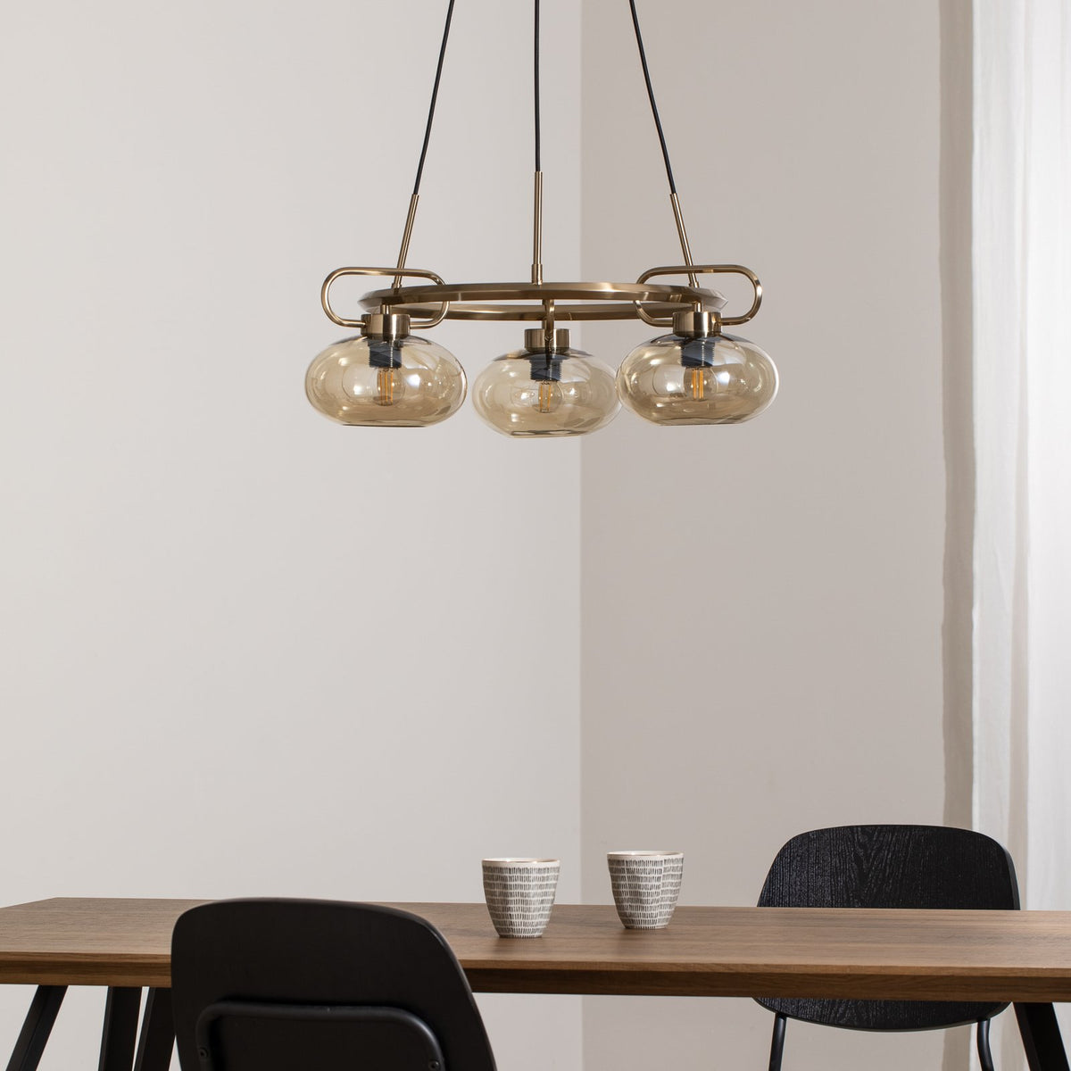 Lucea Rolan Hängeleuchte Pendelleuchte Glas messingfarben Ø 56 cm 3-flammig E27 - 8698525683222