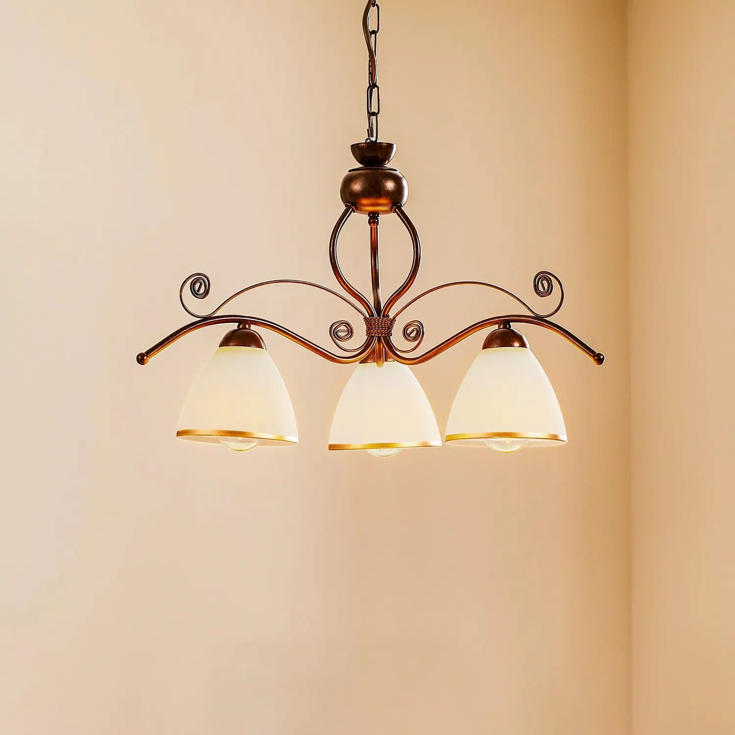 B-Ware Lamkur Hängeleuchte Roma In Weiß Und Braun Dreiflammig Hängelampe Leuchte Lampe - 5907687402903