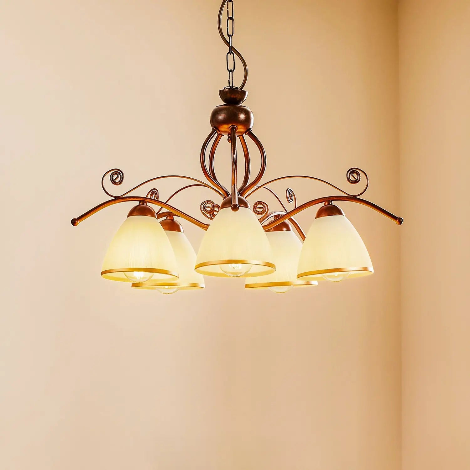 B-Ware Hängeleuchte Roma In Weiß Und Braun Fünfflammig Deckenleuchte Deckenlampe Lampe - 5907687403788