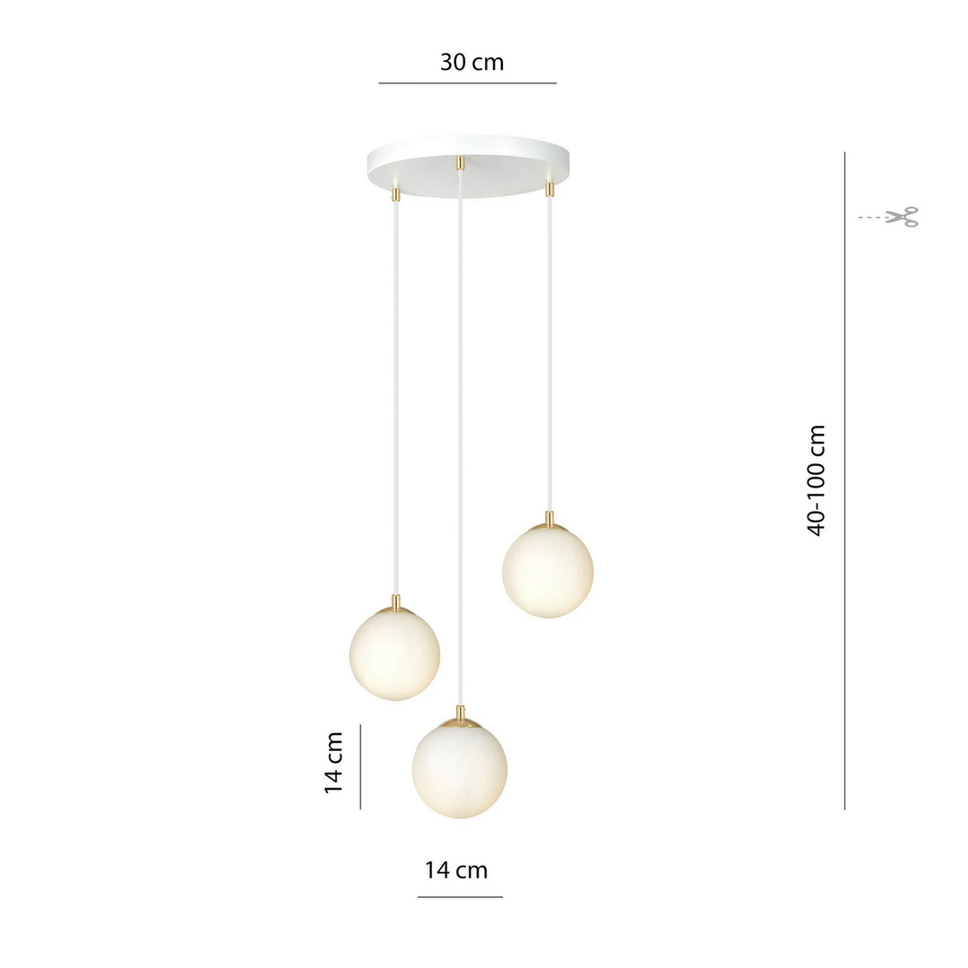 Emibig Lighting Hängeleuchte Pendelleuchte Royal 3 Flg Opalweiß Weiß Glas E14 B-Ware - 5901738926141
