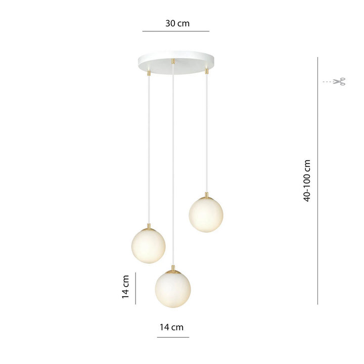Emibig Lighting Hängeleuchte Pendelleuchte Royal 3 Flg Opalweiß Weiß Glas E14 B-Ware - 5901738926141