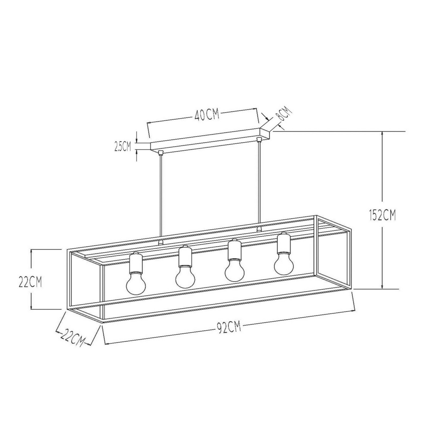 B-Ware Lucide Hängeleuchte Ruben Pendelleuchte Hängelampe Lampe Mit Rahmen 4 Flmg E27 - 5411212000163