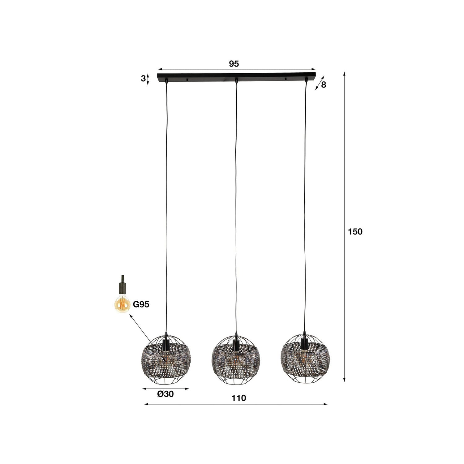 B-Ware Setengah Hängeleuchte Pendelleuchte Metall Schwarz Braun Leuchte Lampe  - 8713244081026