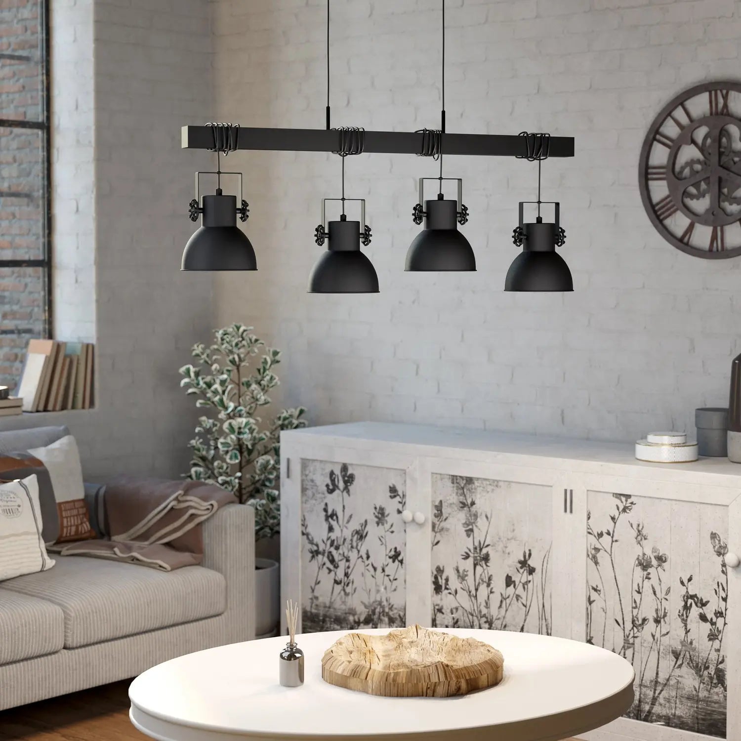 B-Ware Eglo Hängeleuchte Shirebrook Pendelleuchte Deckenlampe E27 Vierflammig Schwarz