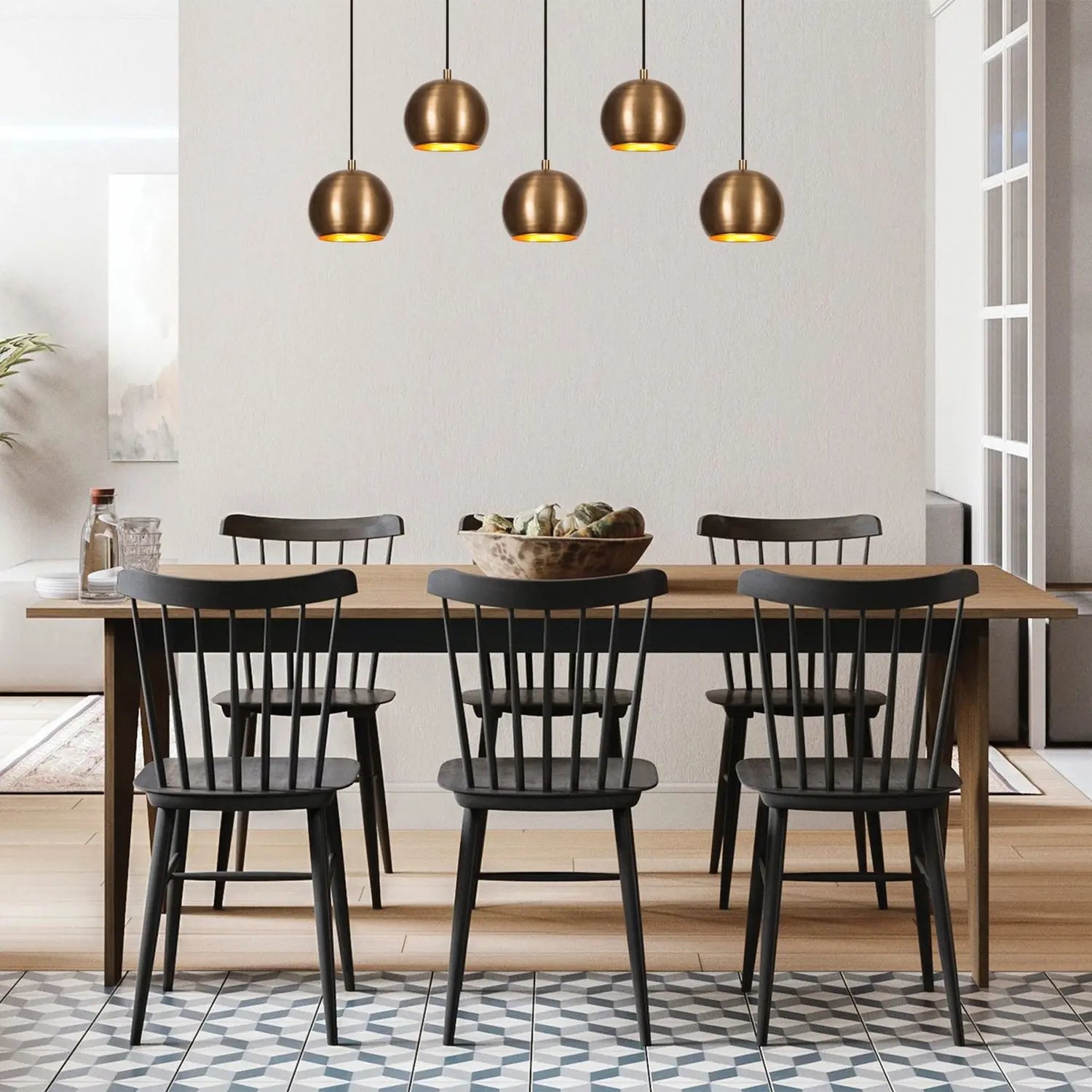 B-Ware Hängeleuchte Sivani Mr 1000 Gold Antik Eisen 5 Flammig Deckenlampe Lampe Leuc498 - 8681875649314
