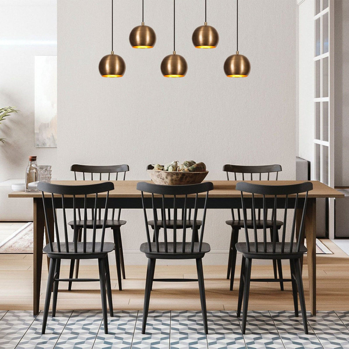 Hängeleuchte Sivani MR-1000 gold antik Eisen 5-flammig Deckenlampe Lampe Leuc498 - 8681875649314