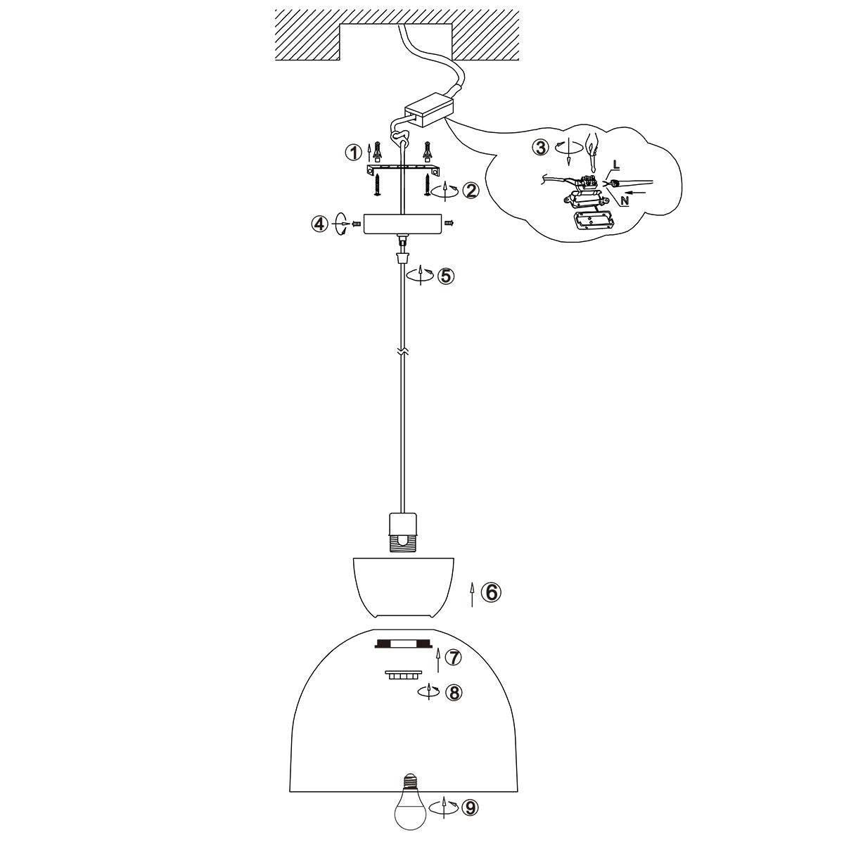 Hängeleuchte Pendelleuchte Skandina Lampe E27 LED schwarz Metall Ø 35,5 cm - 8712746171808