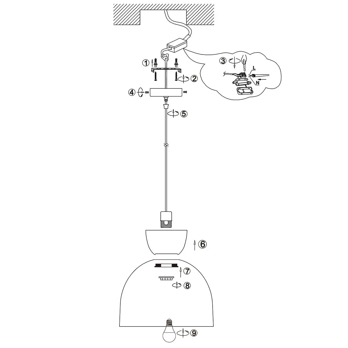 B-Ware Hängeleuchte Pendelleuchte Skandina Lampe E27 Led Schwarz Metall ø 35,5 Cm - 8712746171808