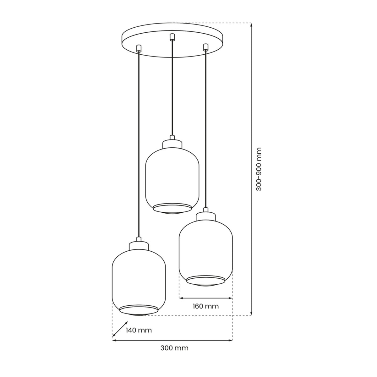 Eko Light Hängeleuchte Pendelleuchte Sombra rauchgrau schwarz Metall Glas - 5902693783756