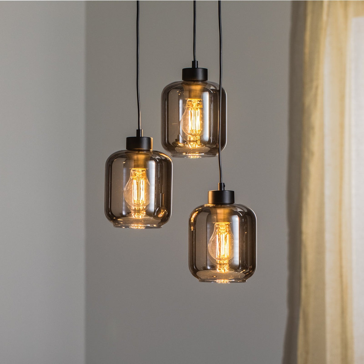 Eko Light Hängeleuchte Pendelleuchte Sombra rauchgrau schwarz Metall Glas - 5902693783756