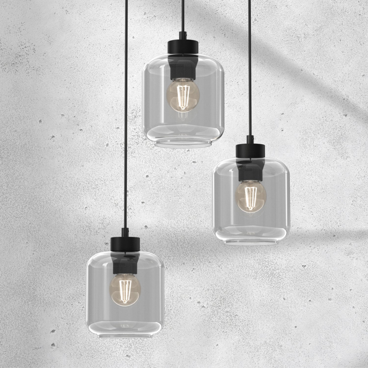 B-Ware Eko Light Hängeleuchte Pendelleuchte Sombra Rauchgrau Schwarz Metall Glas - 5902693783756