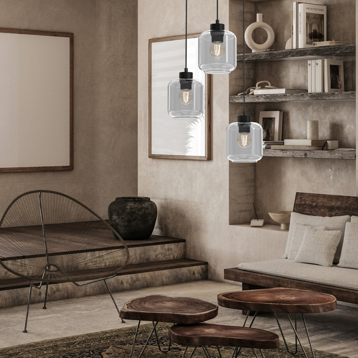 Eko Light Hängeleuchte Pendelleuchte Sombra rauchgrau schwarz Metall Glas - 5902693783756