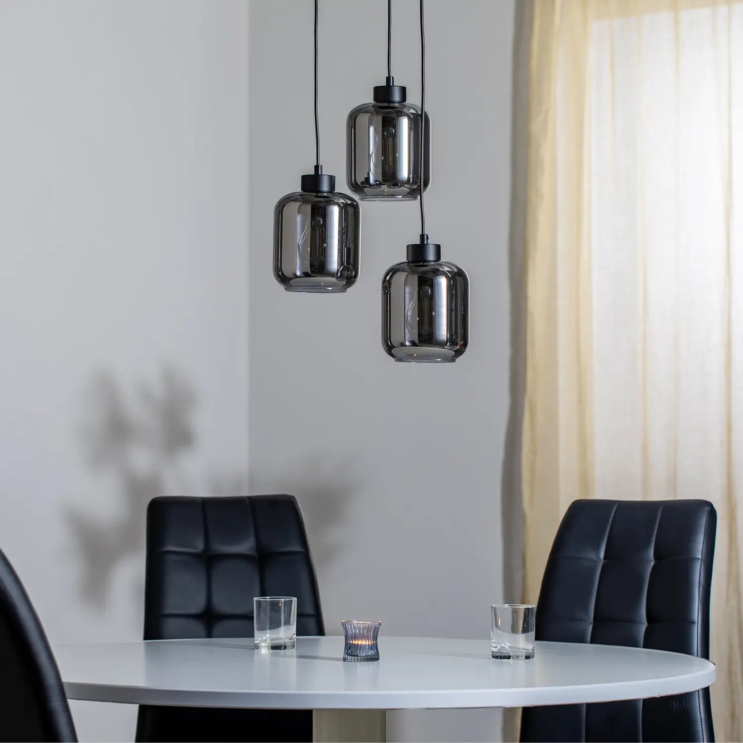 B-Ware Eko Light Hängeleuchte Pendelleuchte Sombra Rauchgrau Schwarz Metall Glas - 5902693783756