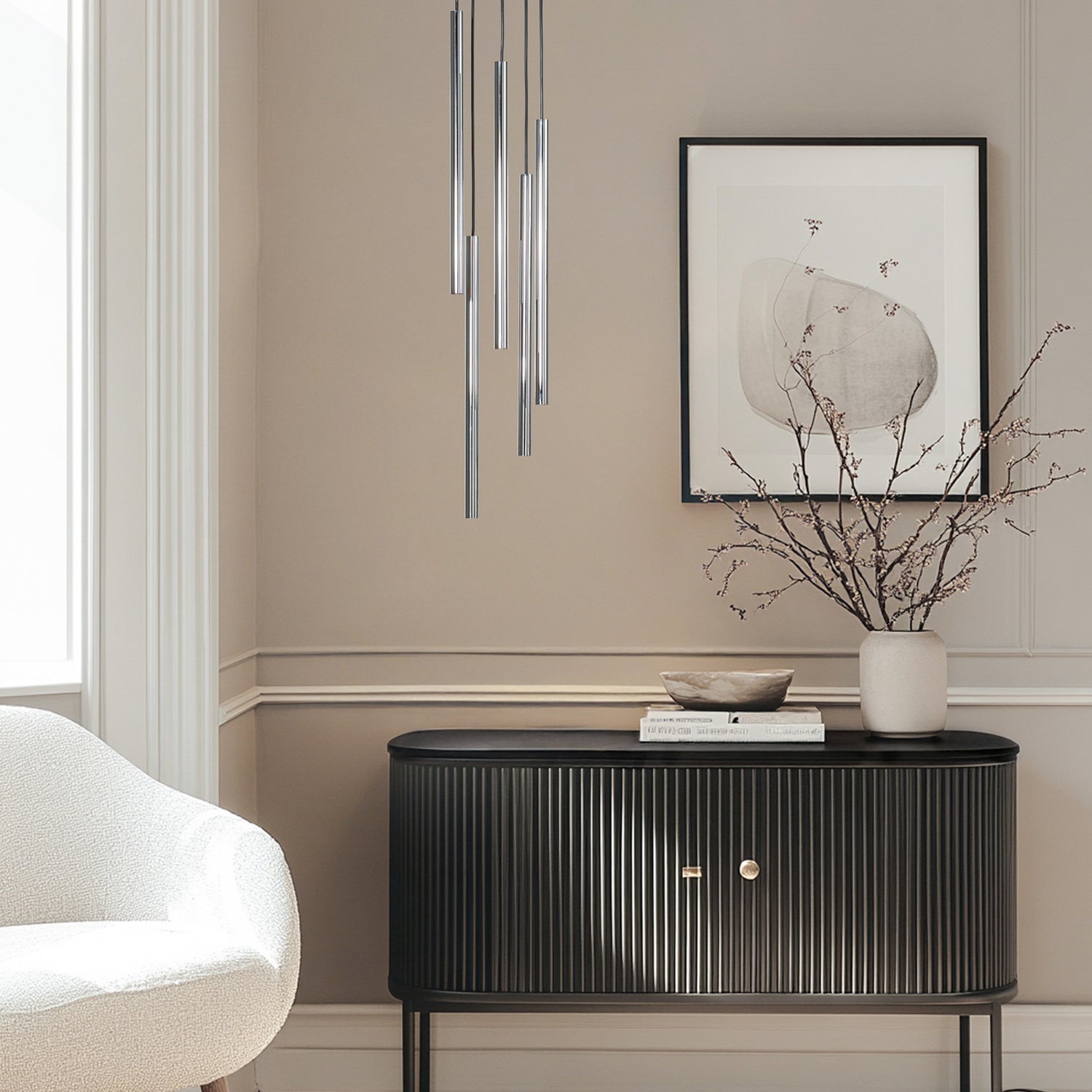 B-Ware Sopel Lux Hängeleuchte Pendelleuchte Lampe Rund Schwarz Silber G9 5 Flammig - 5905143286470