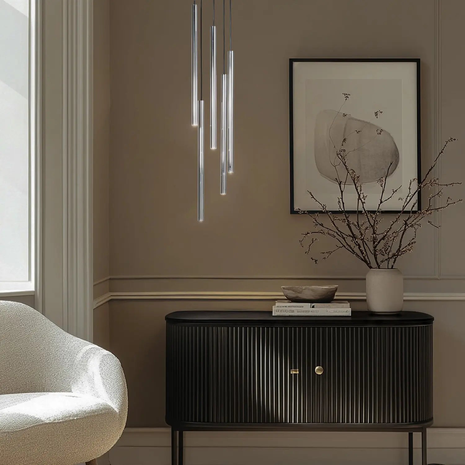 B-Ware Sopel Lux Hängeleuchte Pendelleuchte Lampe Rund Schwarz Silber G9 5 Flammig - 5905143286470