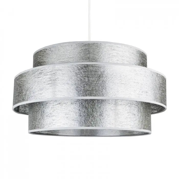 B-Ware Duolla Pendelleuchte Hängelampe Space Silber E27 Lampe Metall Textil ø50cm 230 V  - 5902860187790
