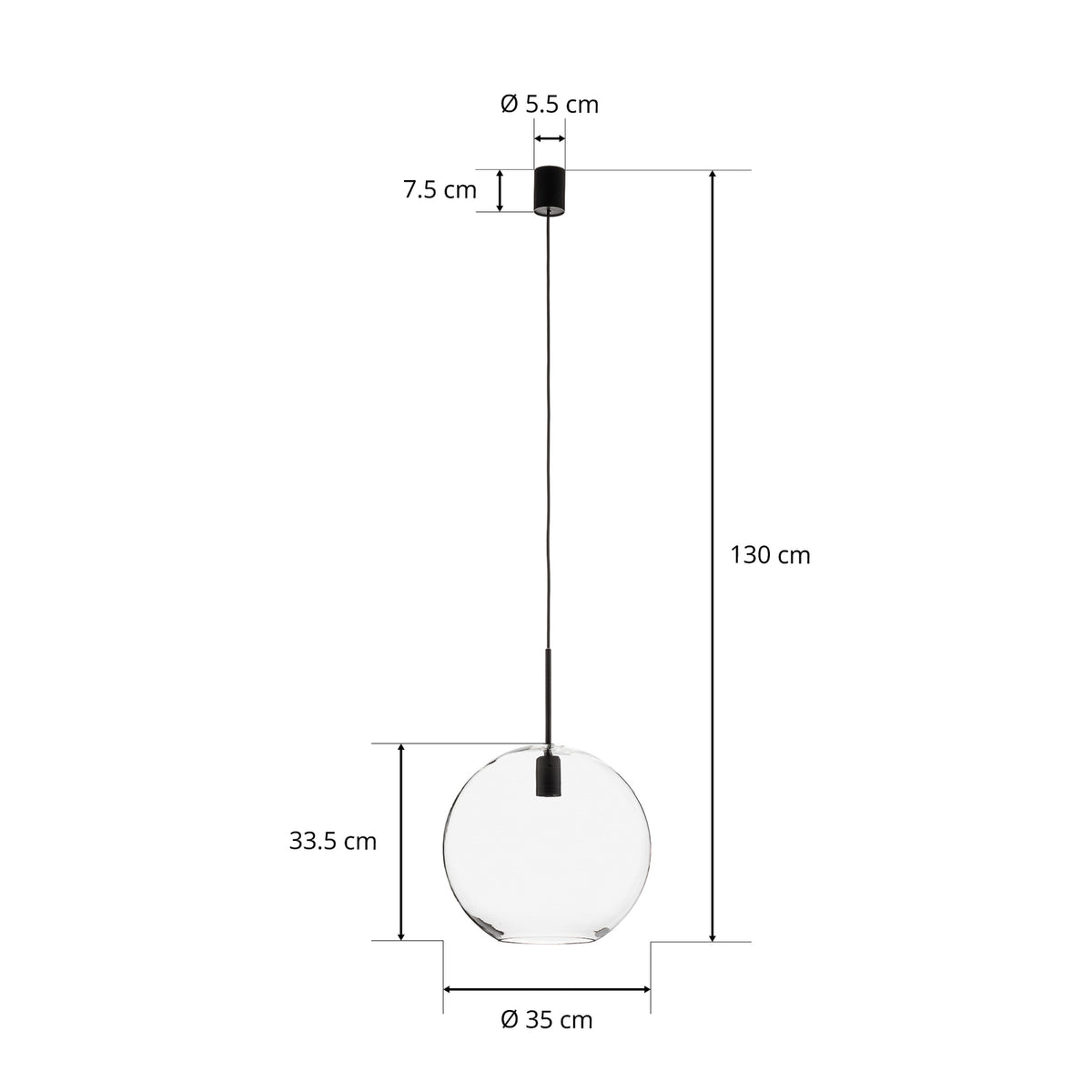 Hängeleuchte Sphere XL Nowodvorski mit Glasschirm transparent schwarz 40W E27 - 5903139784696