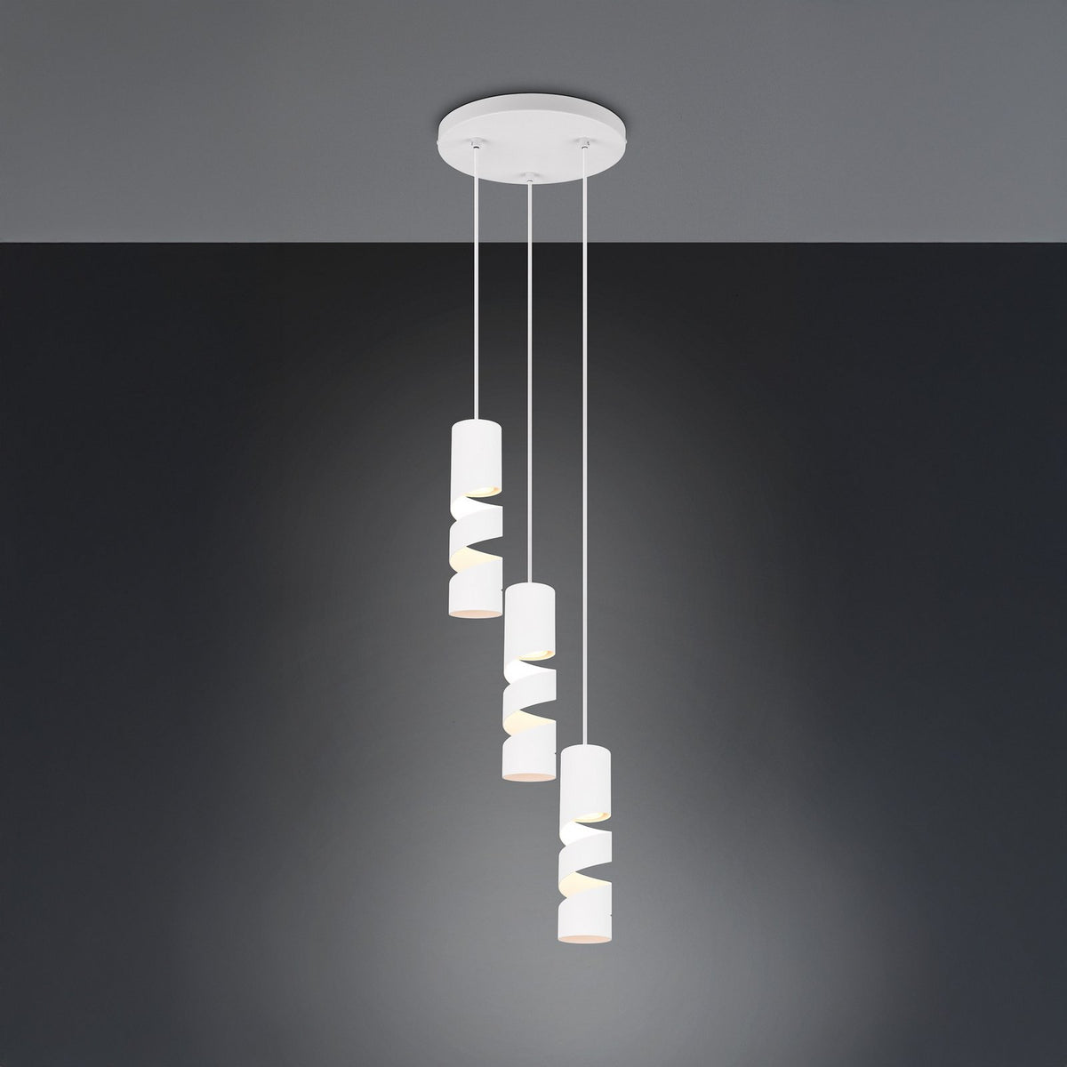 TRIO Stream Hängeleuchte Pendelleuchte Lampe weiß Metall GU10 3 flammig Ø 28 cm - 4017807623888