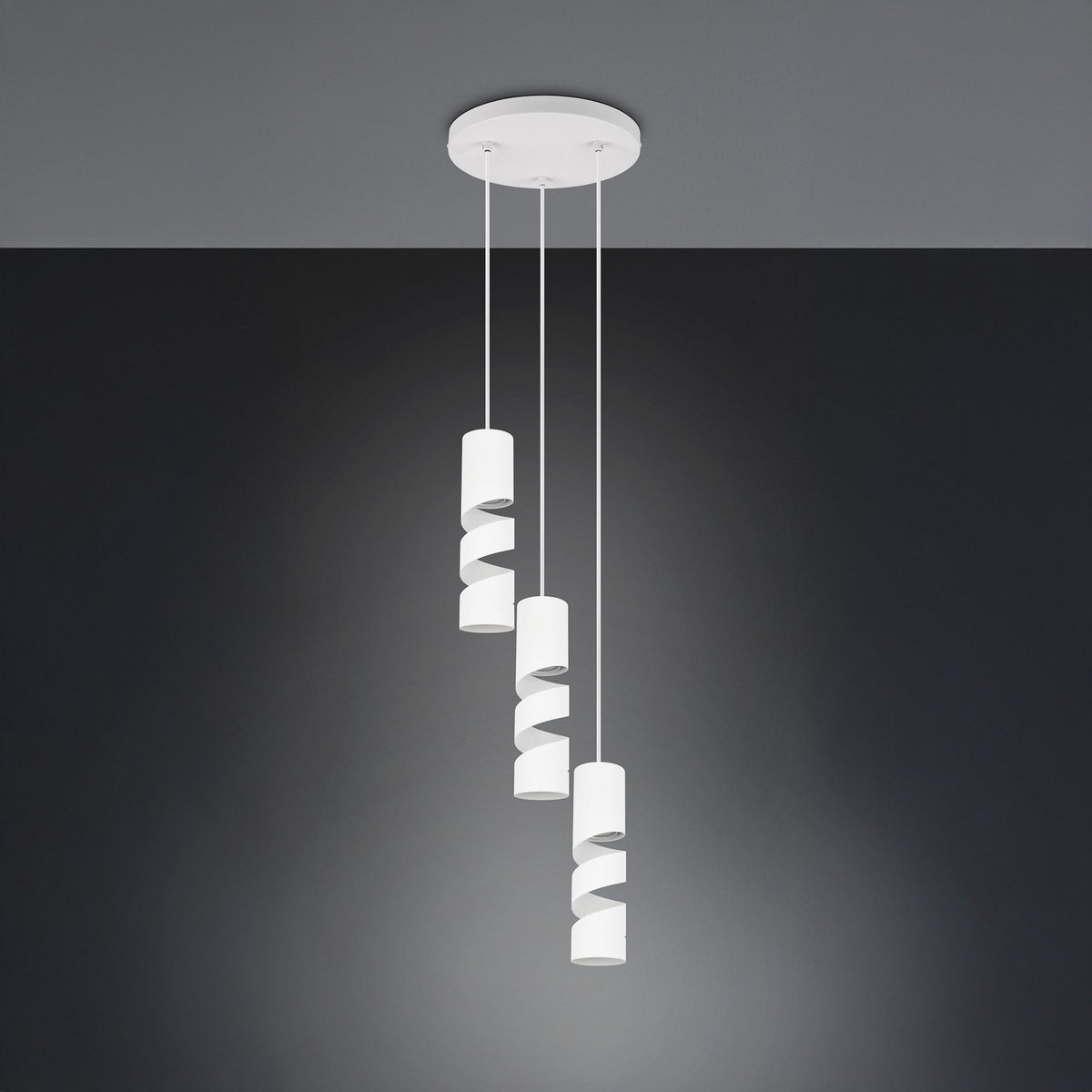 TRIO Stream Hängeleuchte Pendelleuchte Lampe weiß Metall GU10 3 flammig Ø 28 cm - 4017807623888