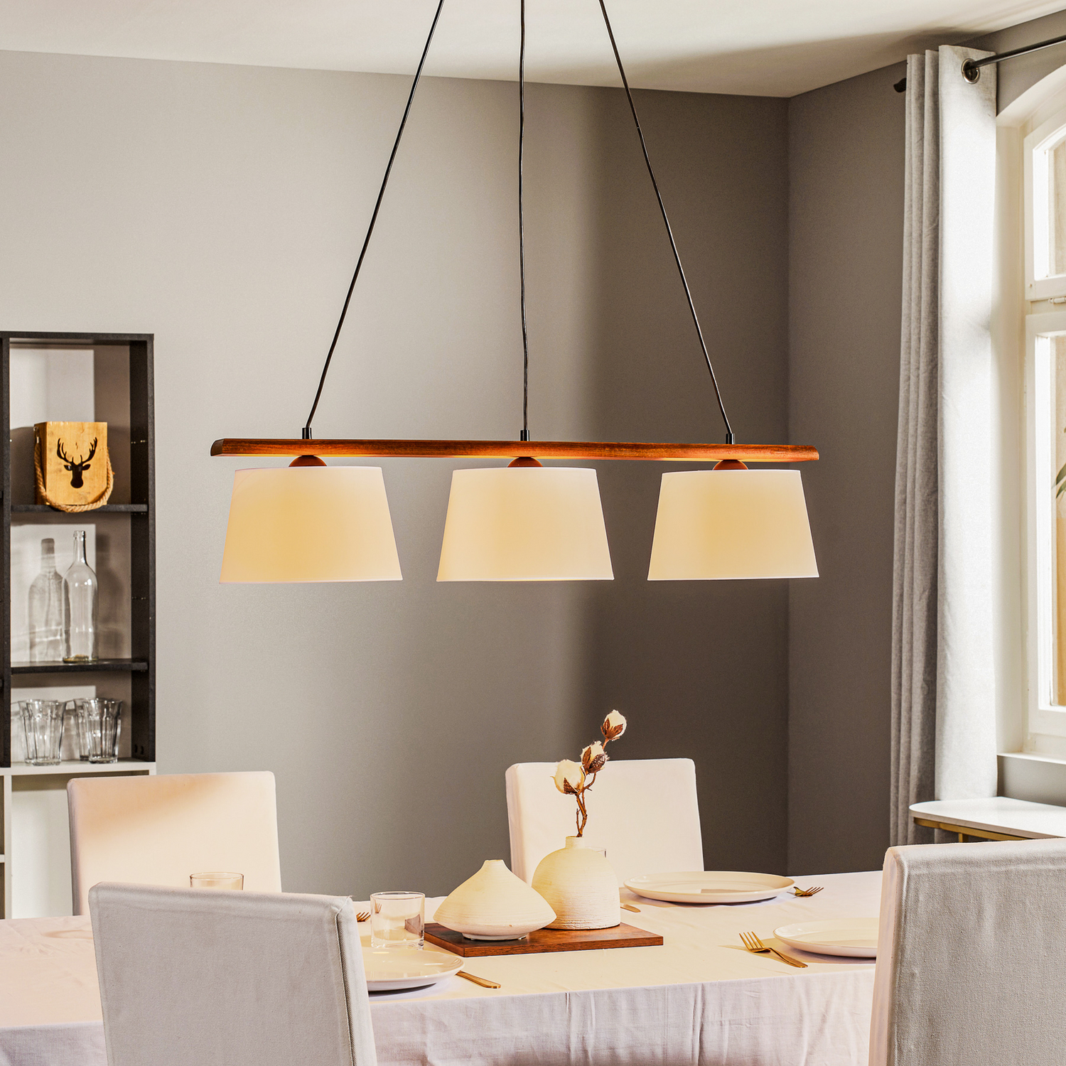 B-Ware Euluna Hängeleuchte Sweden Hängeleuchte Lampe Dreiflammig E27 Nussbaum Eiche644 - 5907687435185