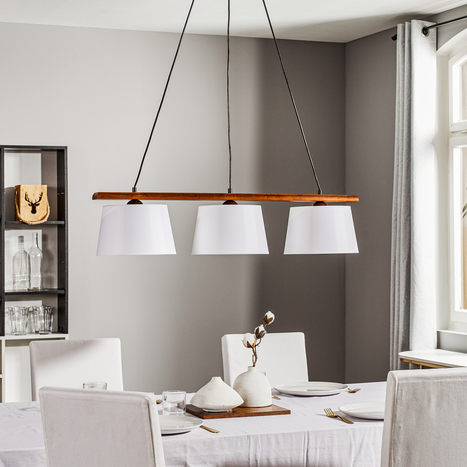B-Ware Euluna Hängeleuchte Sweden Hängeleuchte Lampe Dreiflammig E27 Nussbaum Eiche644 - 5907687435185