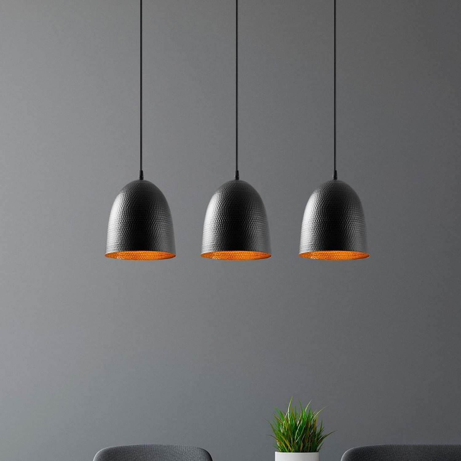 B-Ware Opviq Hängeleuchte Pendelleuchte Tattoo 6173 Schwarz Metall Dreiflammig Linear - 8682870090262