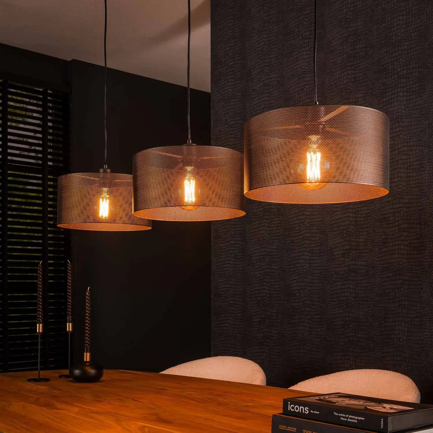 B-Ware Tonno Hängeleuchte Pendelleuchte Lampe Schwarz Metall Mesh 3 Flammig - 8713244078484