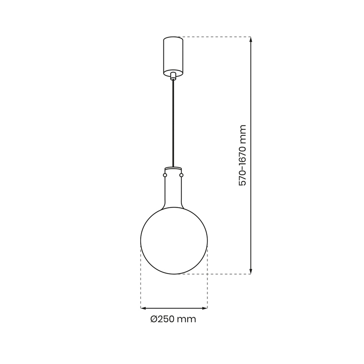 Toronto Hängeleuchte Deckenlampe Glaskugel grau-transparent Ø 25 cm - 5902693803256