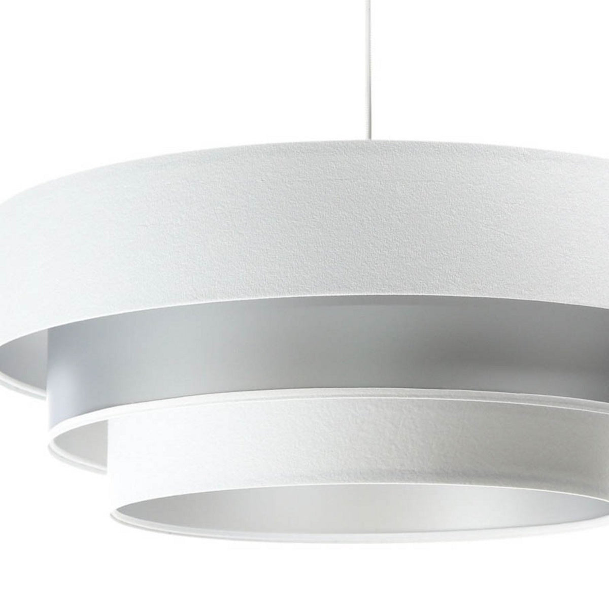 Maco Design Triniti Hängeleuchte Pendelleuchte weiß silber Textil rund 60 cm - 5906742008173