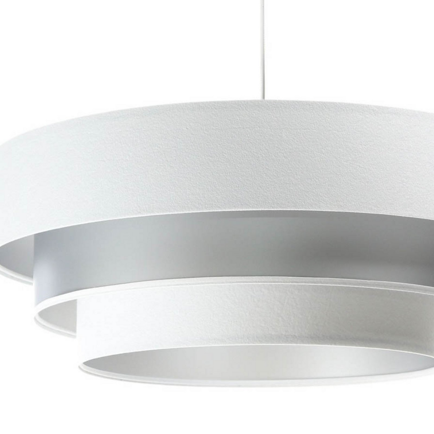B-Ware Maco Design Triniti Hängeleuchte Pendelleuchte Weiß Silber Textil Rund 60 Cm - 5906742008173