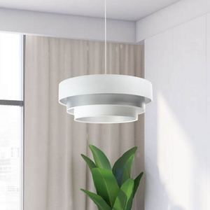 B-Ware Maco Design Triniti Hängeleuchte Pendelleuchte Weiß Silber Textil Rund 60 Cm
