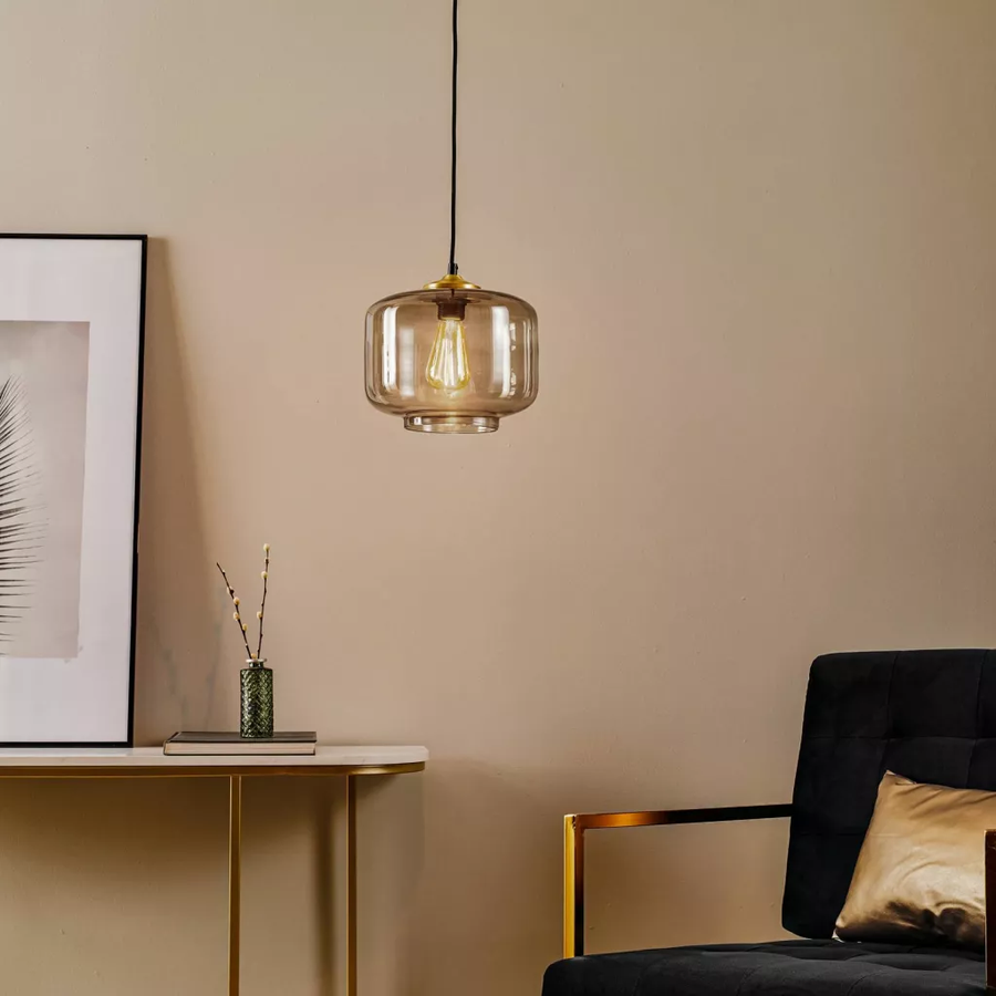 Euluna Hängeleuchte Tube Pendelleuchte ø25cm Mit Glasschirm Lampe Rauchgrau E27 B-Ware - 5904496319736