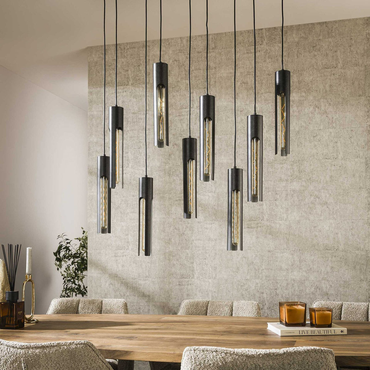 Zijlstra Hängeleuchte Pendelleuchte Tube Deckenlampe 100x18cm Metall 9-flammig - 8713244072062
