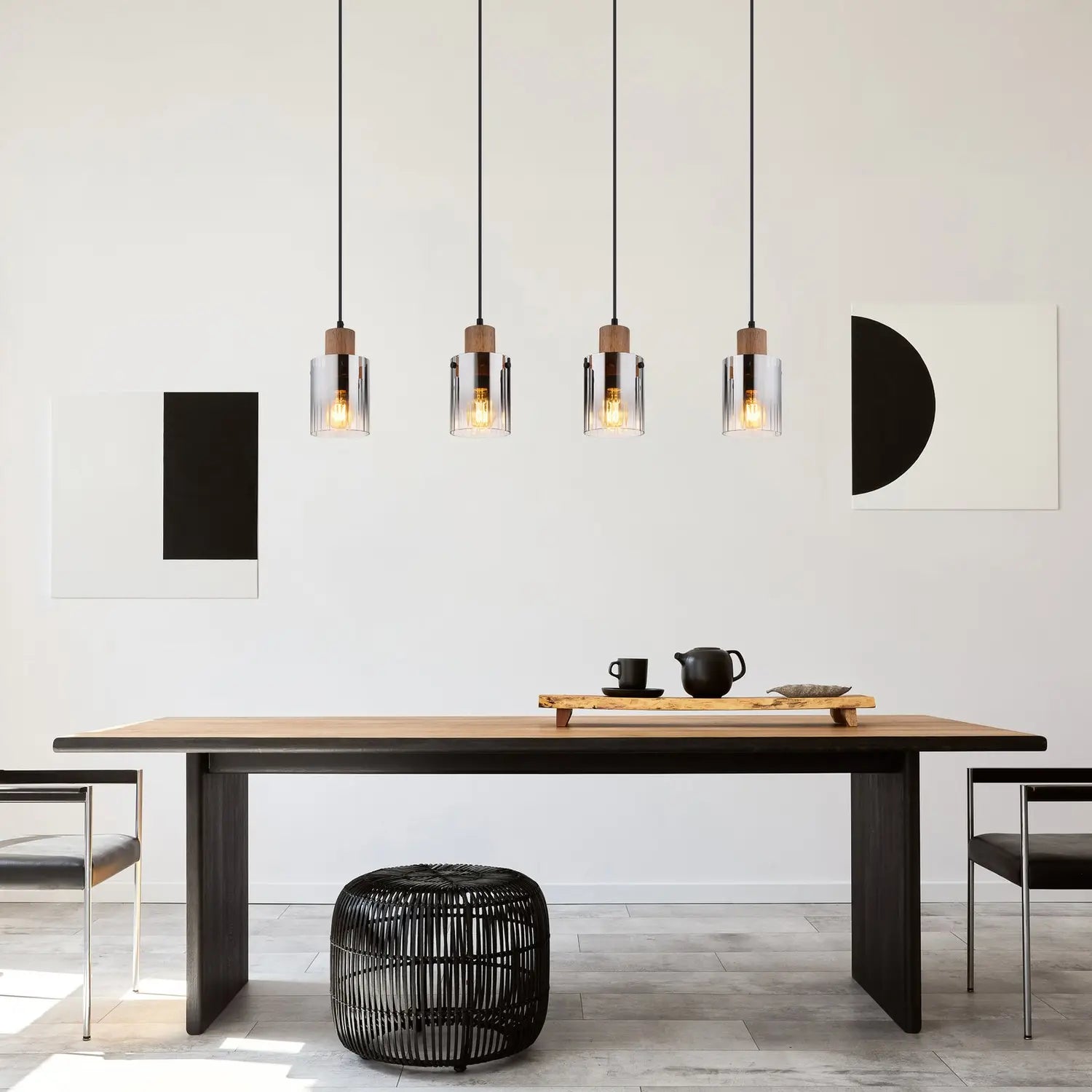 B-Ware Globo Hängeleuchte Pendelleuchte Lampe Rauchgrau Mdf Länge 105 Cm Braun - 9007371507658