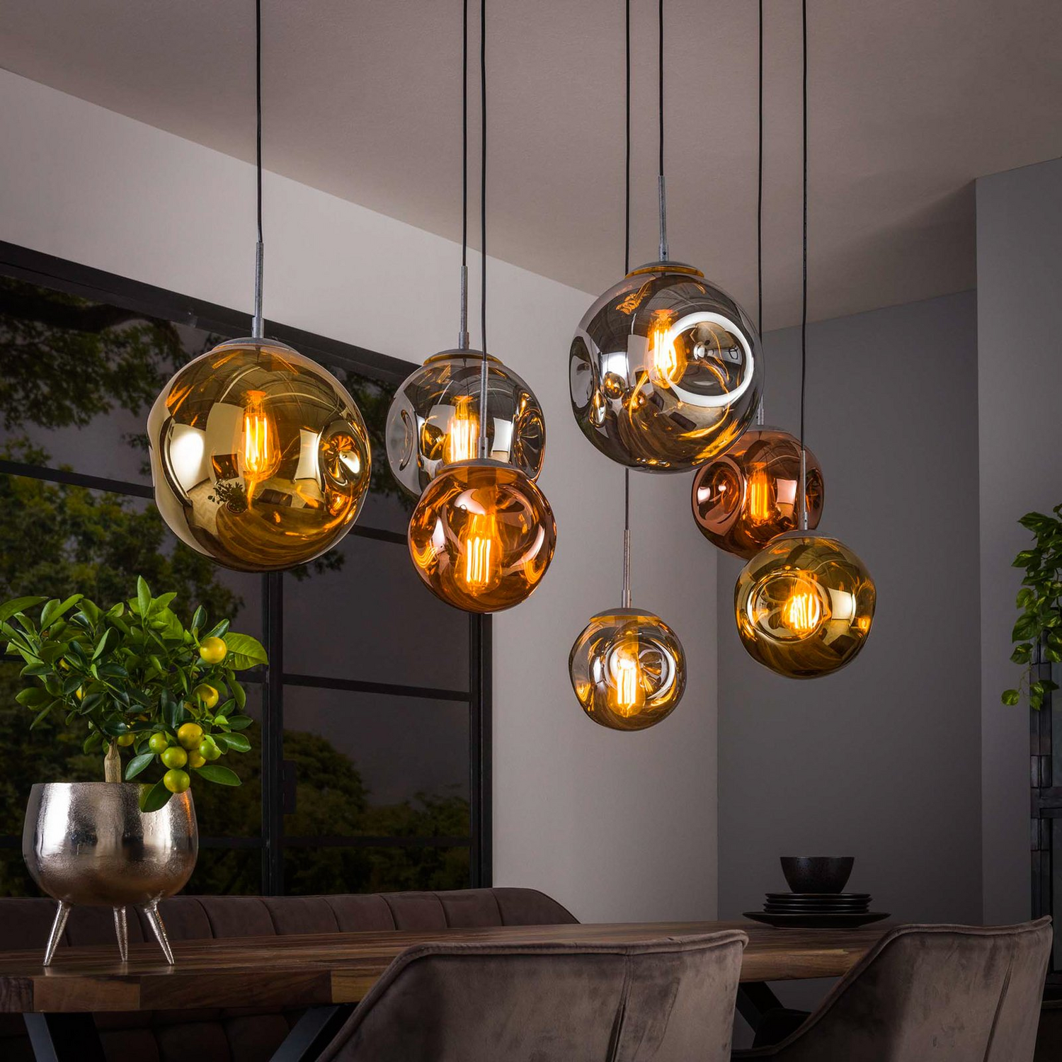 B-Ware Hängeleuchte Valerya Hängelampe Leuchte Lampe Licht E27 Glaskugeln Siebenflam36 - 8713244074585