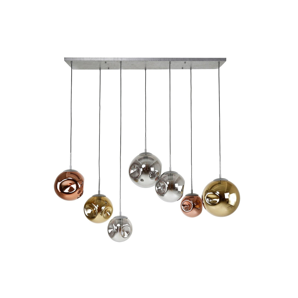 Hängeleuchte Valerya 7-flammig dimmbar silber kupfer Metall Glas 145cm Länge - 8713244074585