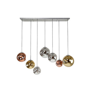 B-Ware Hängeleuchte Valerya 7-flammig dimmbar silber kupfer Metall Glas 145cm Länge