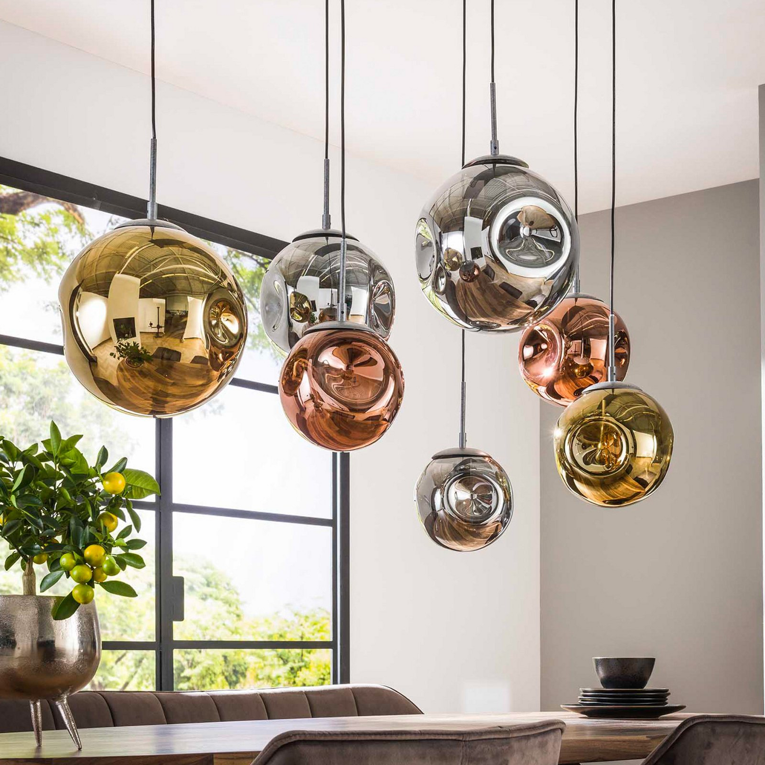 B-Ware Hängeleuchte Valerya Hängelampe Leuchte Lampe Licht E27 Glaskugeln Siebenflam36 - 8713244074585
