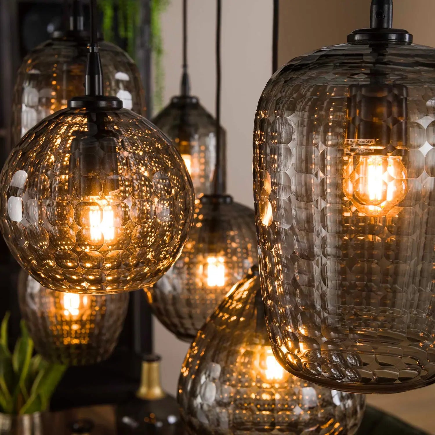 B-Ware Hängeleuchte Pendelleuchte Vanderberg Rauchgrau Metall Glas 7 Flammig E27 Led - 8713244170805
