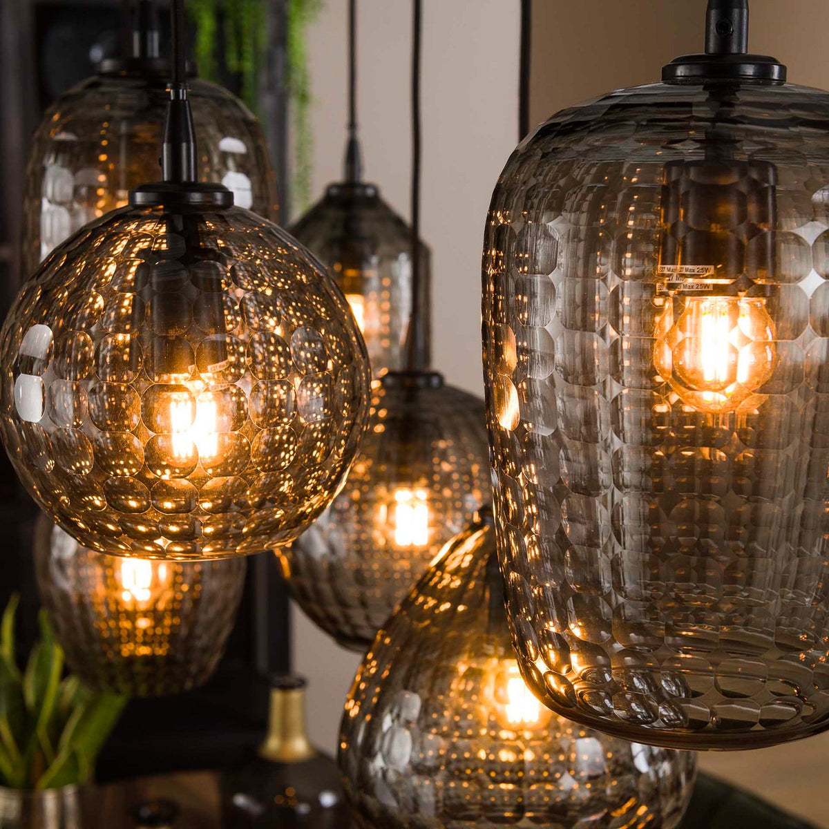 Hängeleuchte Pendelleuchte Vanderberg rauchgrau Metall Glas 7-flammig E27 LED - 8713244170805