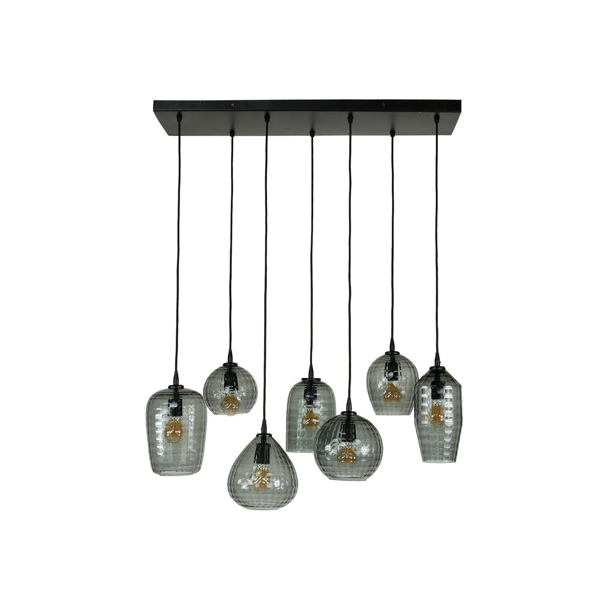 Hängeleuchte Pendelleuchte Vanderberg rauchgrau Metall Glas 7-flammig E27 LED - 8713244170805