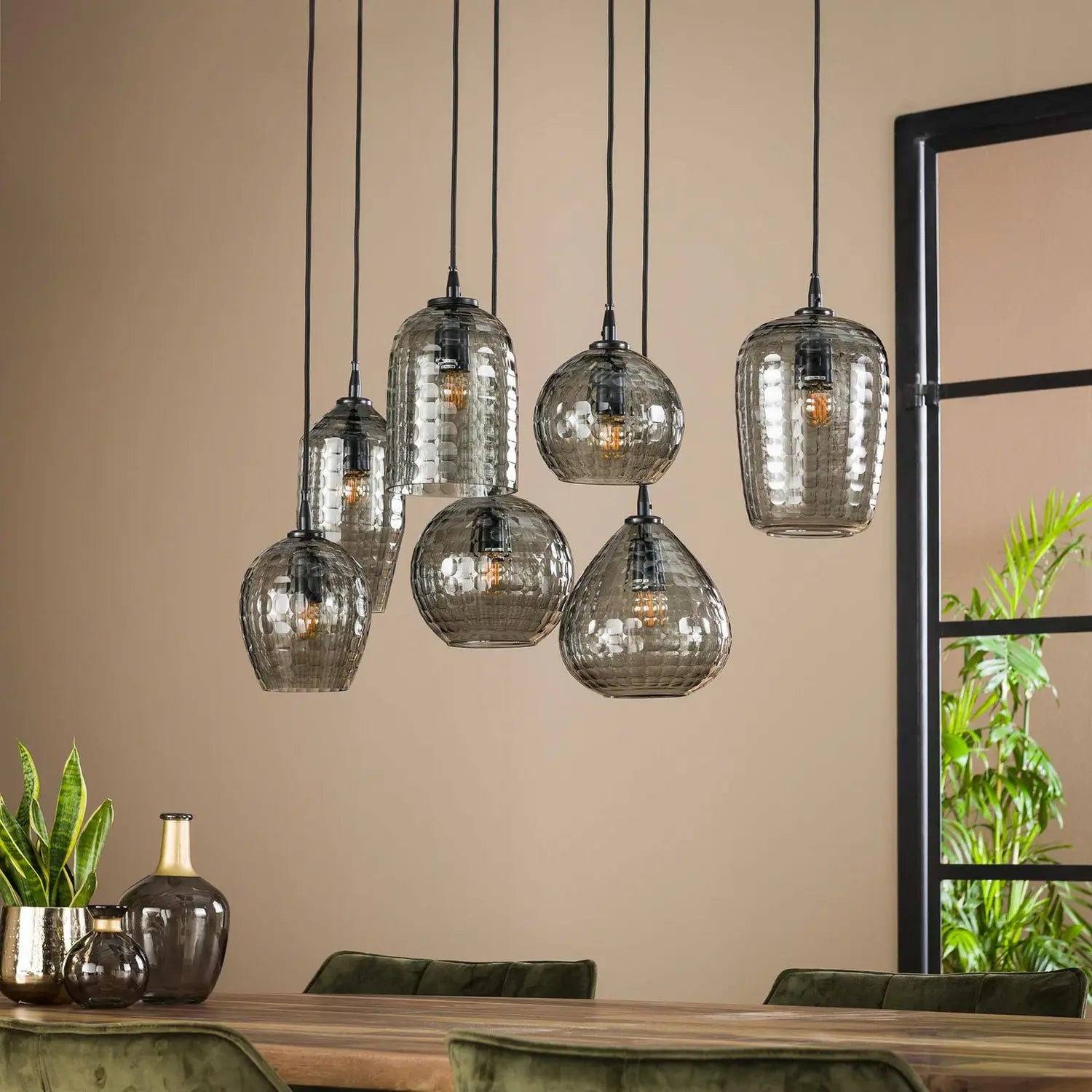 B-Ware Hängeleuchte Pendelleuchte Vanderberg Rauchgrau Metall Glas 7 Flammig E27 Led - 8713244170805